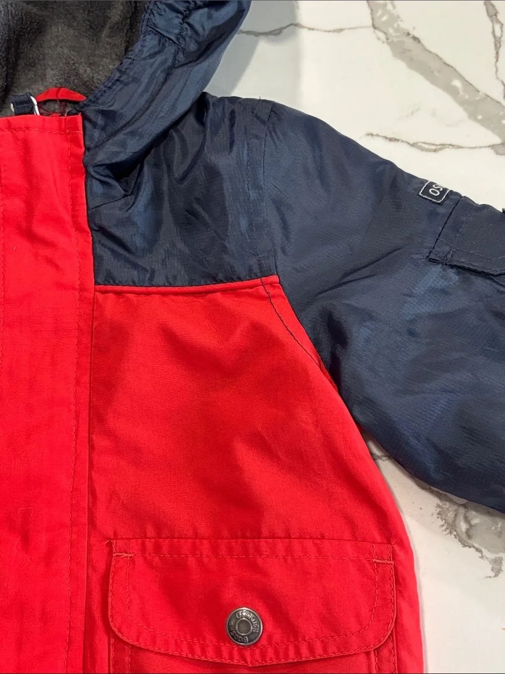 Oshkosh B’Gosh Toddler Boys Red Navy Blue Fleece Lined Full Zip Jacket Coat 2T